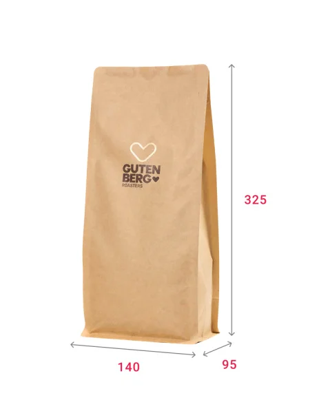 Пакет с плоским дном 140х325+95 1000 г, для Coffee Roasters с шелкографией