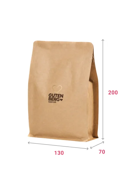 Пакет с плоским дном 130х200+70 250 г, для Coffee Roasters с шелкографией