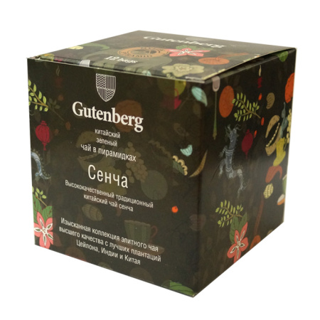 Китайский элитный чай Gutenberg в пирамидке Сенча (Упаковка 4 кор.по 12 шт.)