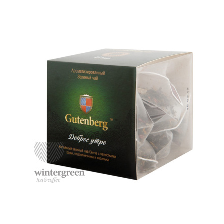 Чай Gutenberg зелёный ароматизированный в пирамидке Доброе Утро (кор. 12 шт.)
