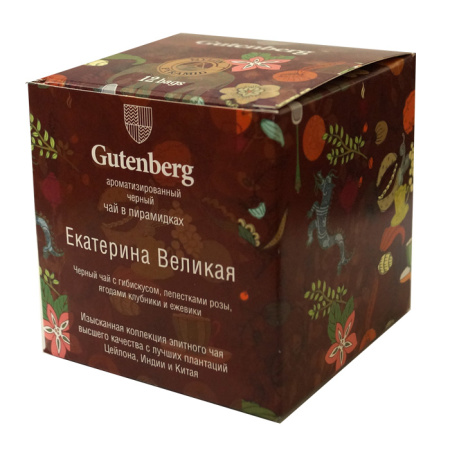 Чай Gutenberg черный ароматизированный в пирамидке Екатерина Великая  (Упаковка 4 кор. по 12 шт.)